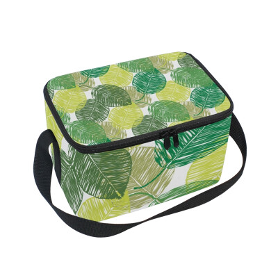 

ALAZA Decorative Leaves Lunch Box Insulated Lunch Bag Large Cooler Tote Bagfor Kids Men Women