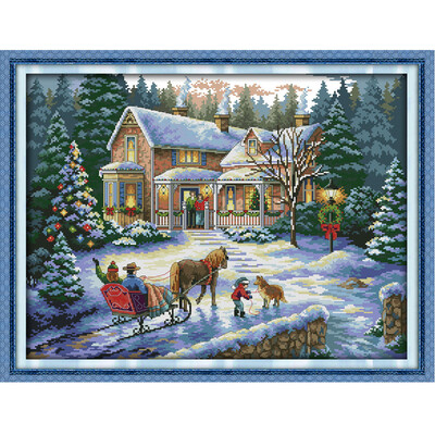 

Anself 5744cm DIY Handmade Counted Cross Stitch Needlework Set Embroidery Kit Christmas Scenery Home Decoration 14CT