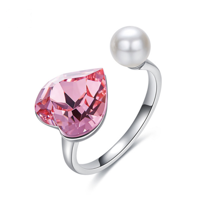 

925 Sterling Silver Water Droplets Shape for Wide Band Women Girls Swarovski Crystals Jewelry Heart Sizer Adjuster for Loose Rings