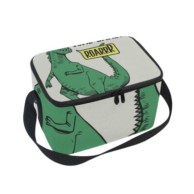 

ALAZA Lunch Box Insulated Green Dinosaur Lunch Bag Large Cooler Tote Bagfor Men Women