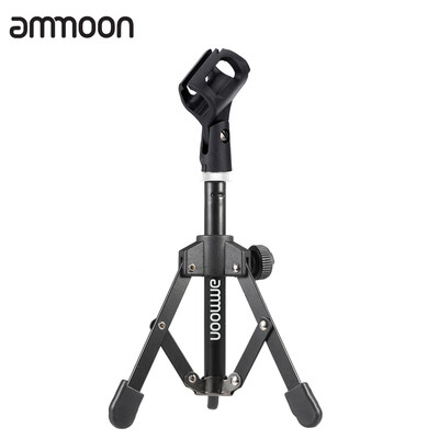 

ammoon MS-12 Mini Foldable Adjustable Desktop Tripod Microphone Stand with MC3 Mic Clip Holder Bracket for Meeting Lectures Podcas