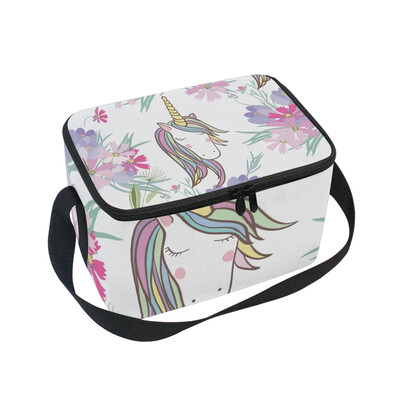 

ALAZA Lunch Box Insulated Lunch Bag Large Cooler Tote Bag Flowers And Animal for Men Women Girls Boys