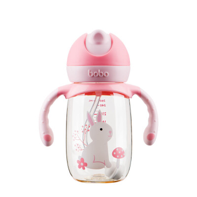 

Le Bao bobo sippy cup children with handle ppsu water bottle one bottle two water cup kettle 260mL princess powder 6 months or more 2019 new