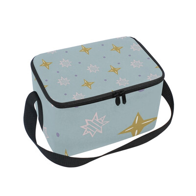 

ALAZA Insulated Lunch Box Blue Stars Pattern Lunch Bag for Men Women Portable Tote Bag Cooler Bag