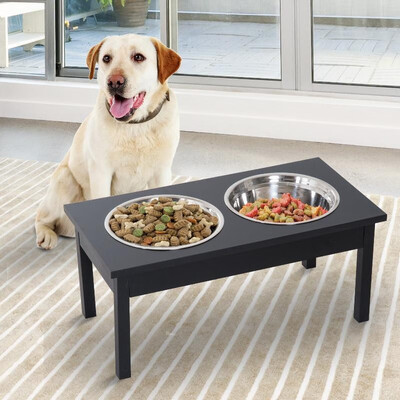

23 Wooden Heavy Duty Dog Food Bowls - Black