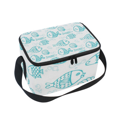 

ALAZA Lunch Box Smile Fish Insulated Lunch Bag Large Cooler Tote Bagfor Men Women