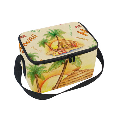 

Lunch Box Insulated Lunch Bag Large Cooler Tropical Hawaii Summer Tote Bagfor Kids Men Women