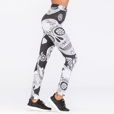 

Sexy Women Yoga Sports Leggings Floral Skull Head Diamond Print High Waist Workout Running Skinny Slim Fitness Pants