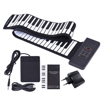 

Portable Silicon 88 Keys Hand Roll Up Piano Electronic USB Keyboard Built-in Li-ion Battery&Loud Speaker with One Pedal