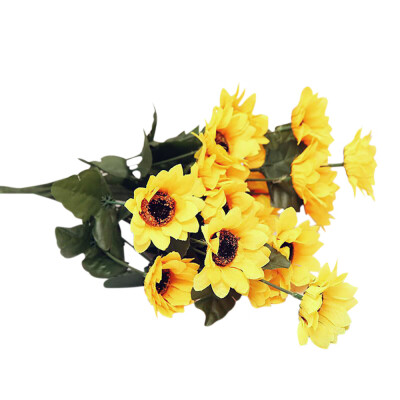 

Artificial Silk Cloth Flowers Leaves Artificial Sunflower Home Table Bouquet Decoration