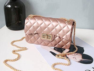 

Mini Chain Jelly Bag 2019 Women Diamond Lattice Flap Girl Casual Clutch Scrub Handbag Silicone Candy jelly Shoulder Bags