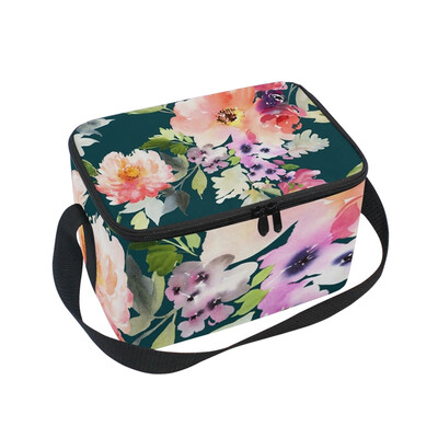 

ALAZA Lunch Box Insulated Lunch Bag Large Cooler Tote Bag Watercolor Flowers for Men Women Girls Boys