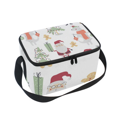 

ALAZA Lunch Box Insulated Lunch Bag Large Cooler Santa Claus Bear Tote Bag