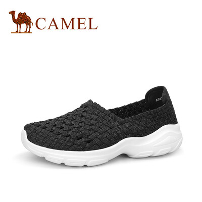 

Camel CAMEL ladies light casual elastic band round head woven shoes A91304655 black 35