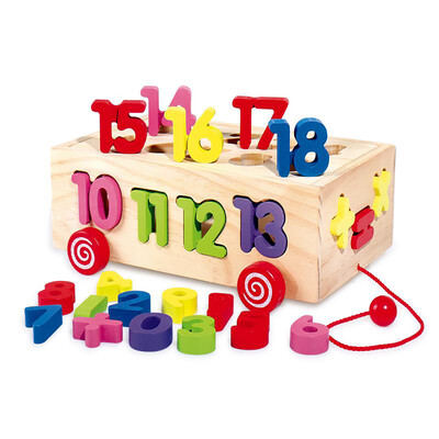 

Wooden Activity Cube Shape & Color Sorter Pull Along Walking 26Pcs Alphabet Matching Blocks Activity Center Educational Toys For 1