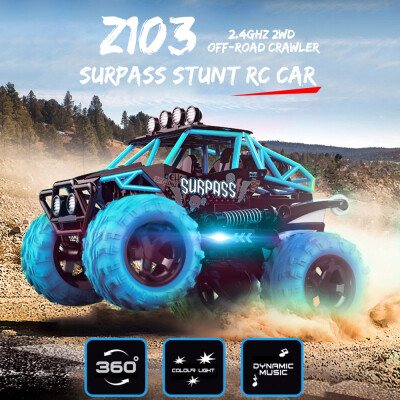 

Z103 24GHz 2WD 360° Spin Surpass Stunt RC Car Off-road Crawler With Dynamic Music&LED Light RTR