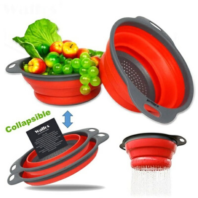 

Kitchen accessories tools silicone Collapsible Kitchen Colander Fruit Vegetable Strainer Drainer Washing Basket