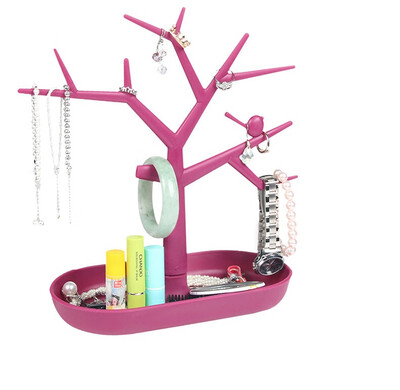 

Novel Jewelry Necklace Earring ring tree Stand with bird&tray Organizer Holder Show Rack Jewelry display Tool gift makeup tool