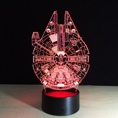 

Yeduo New 3D Battleship Spacecraft Led Illusion Mood Lamp Bedroom Table Lamp Night Light Bulbing