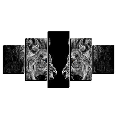 

Home Decor HD Prints Canvas Posters 5 Pieces Roaring LionsPaintings For Living Room No Frame 100x55cm