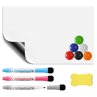 

Soft Magnetic Dry Erase Whiteboard Sheet For Kitchen Fridge with Stain Resistant Technology Includes 6 Markers&Big Eraser with