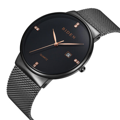 

Fashion Simple Stylish Watches Men Stainless Steel Mesh Strap Thin Dial Clock Man Casual Quartz-Watch