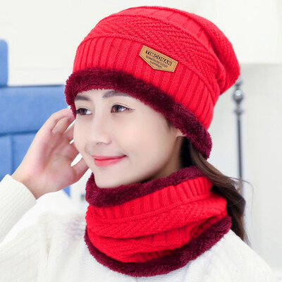 

Winter Thermal Knitted Heanie Hat&Circle Scarf Set Warm Snood Suit for Indoor&Outdoor Activities