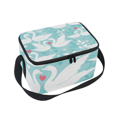 

ALAZA Insulated Lunch Box Swans Couple Lunch Bag for Men Women Portable Tote Bag Cooler Bag