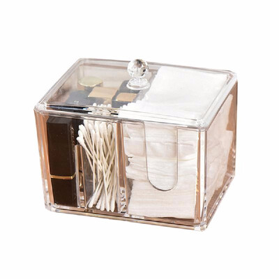 

Acrylic Cotton Swabs Storage Holder Box Cotton Pads Containers Transparent Makeup Case Cosmetic Organizer
