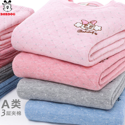 

Babu bean childrens thermal underwear set cotton girls autumn clothes long pants boys pajamas baby thick autumn&winter clothing BBD7631 light powder 120cm suitable for 115-125