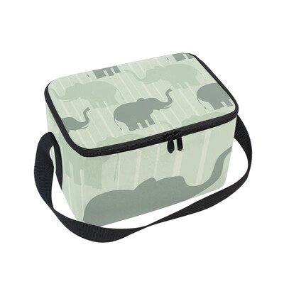 

ALAZA Insulated Lunch Box Stripe Elephant Lunch Bag for Men Women Portable Tote Bag Cooler Bag