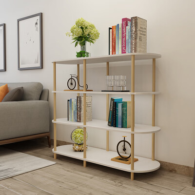 

Shuaili shelf rack living room kitchen floor multi-layer storage rack debris rack wooden storage shelf four layers 12004001010 white SL8126Z