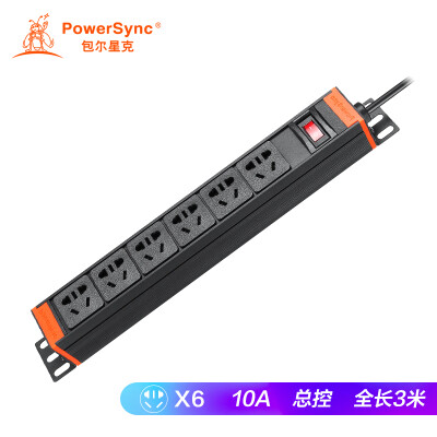 

Baoer Xingke PDU Cabinet Power Outlet Strip Plug Terminal Block Switch 10A6 Black 2 Meter PS-1006B MD6A0020