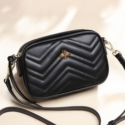

Viney bag female bag leather fashion small black bag Korean version of the wild Messenger shoulder bag black