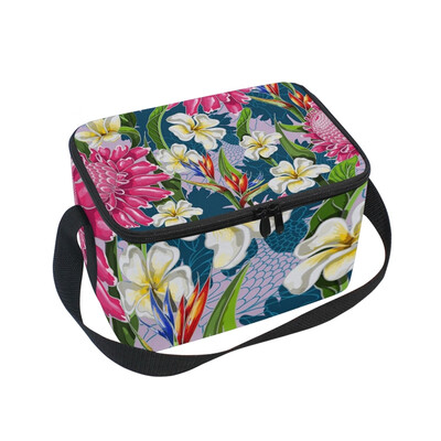 

ALAZA Lunch Box Insulated Lunch Bag Large Cooler Tote Bag Flowers Pattern for Men Women Girls Boys