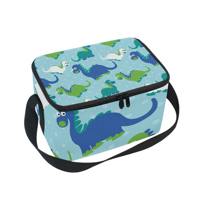 

ALAZA Insulated Lunch Box Cartoon Dinosaurs Lunch Bag for Men Women Portable Tote Bag Cooler Bag