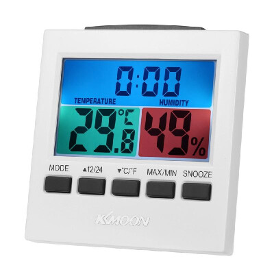 

KKmoon LCD Digital Indoor Thermometer Hygrometer Temperature Humidity Meter Clock with Backlight Snooze Alarm Clock Measurement ℃