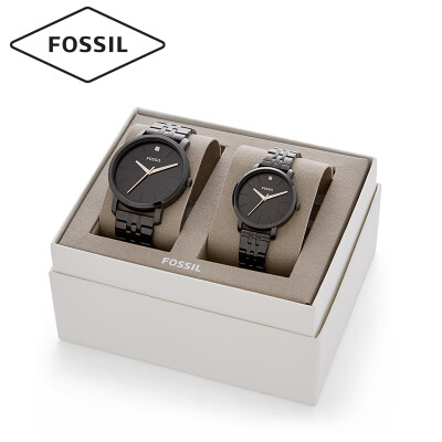 

Fossil watch European&American fashion trend quartz men&women watch new couple fashion watch personality cool black ultra-thin black steel belt gift box set BQ2399SET