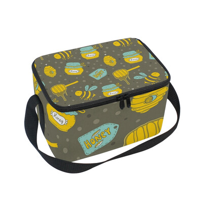 

ALAZA Insulated Lunch Box Honey Bees Lunch Bag for Men Women Portable Tote Bag Cooler Bag