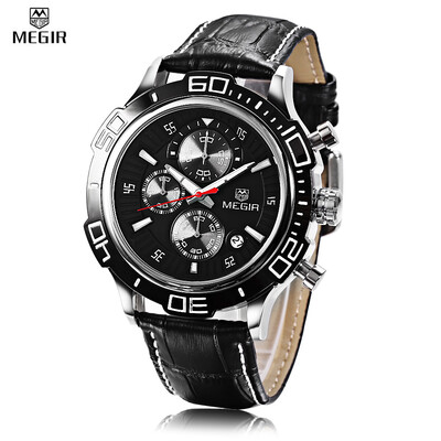 

MEGIR ML2019 Male Quartz Watch Chronograph Sub-dial Calendar Men Wristwatch
