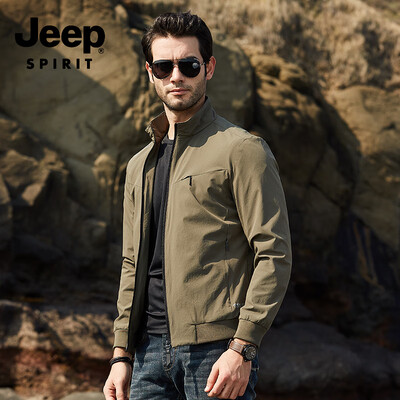 

JEEP Jeep Jacket Men 2019 Spring New Casual Mens Stand Collar Short Jacket Mens Shirt JPL2677 Army Green 4XL