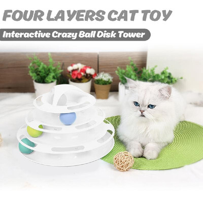 

4 Layers Pet Tower Cat Track Interactive Funny Turntable Plastic Crazy Ball Disk Toys for Kitten Cats Pet
