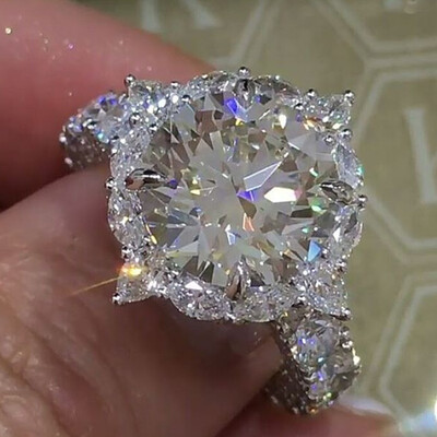 

Round Inlay Diamond Ring European Fashion Classic Jewelry for Party Wedding Accessories of Women&Girls