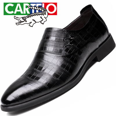 

Cartier crocodile CARTELO fashion trend mens shoes first layer leather shoes embossed casual shoes low to help set foot business shoes men 8268 black 38