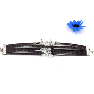 

Fashion Multi-layer Leather Rope Alloy Pendant Bead Woven Bracelet Casual Style for Male&Female