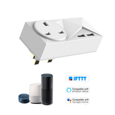 

Wifi Smart Plug Mini Dual Outlets 2 USB Ports Smart Socket with Energy Monitoring & Timing FunctionVoice Control Compatible with