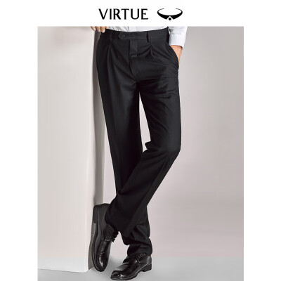 

Virtue rich comb 100 wool trousers men 2019 spring new single pleat loose business casual dress trousers YKM70243001 black 84