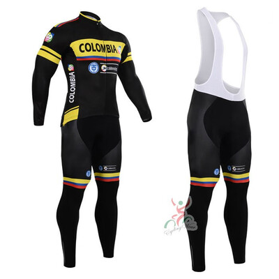 

Cycling jersey 2018 pro team Colombia winter thermal fleece cycling clothing set ropa ciclismo invierno bike jersey bib pants kit