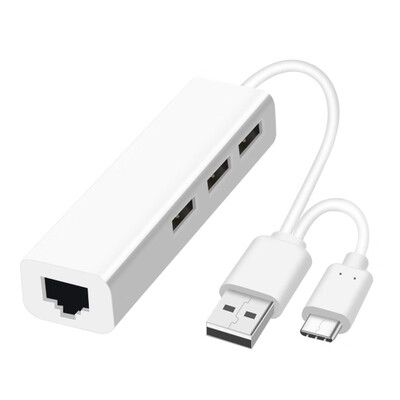 

USB 30 Hub Type-c Network Card OTG USB Hubs Type C to Rj45 Lan Adapter Gigabit Ethernet USB Splitter for Macbook Laptop phone