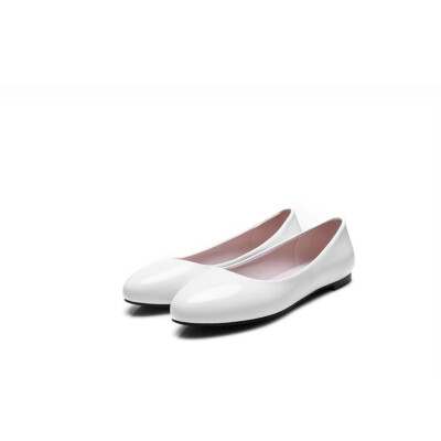 

IDIFU Womens Simple Round Toe Low-cut Wide Width Slip-on Flats Pumps Shoes